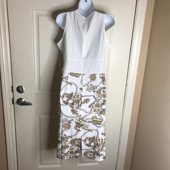 NWT Sheilay Women's Sleeveless V-Neckline Midi Dress Chain Print ~ Size XL - Picture 4 of 7